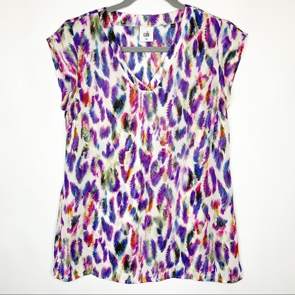 Cabi Plume Top Feather Print 5027 Size XS - Picture 3 of 8
